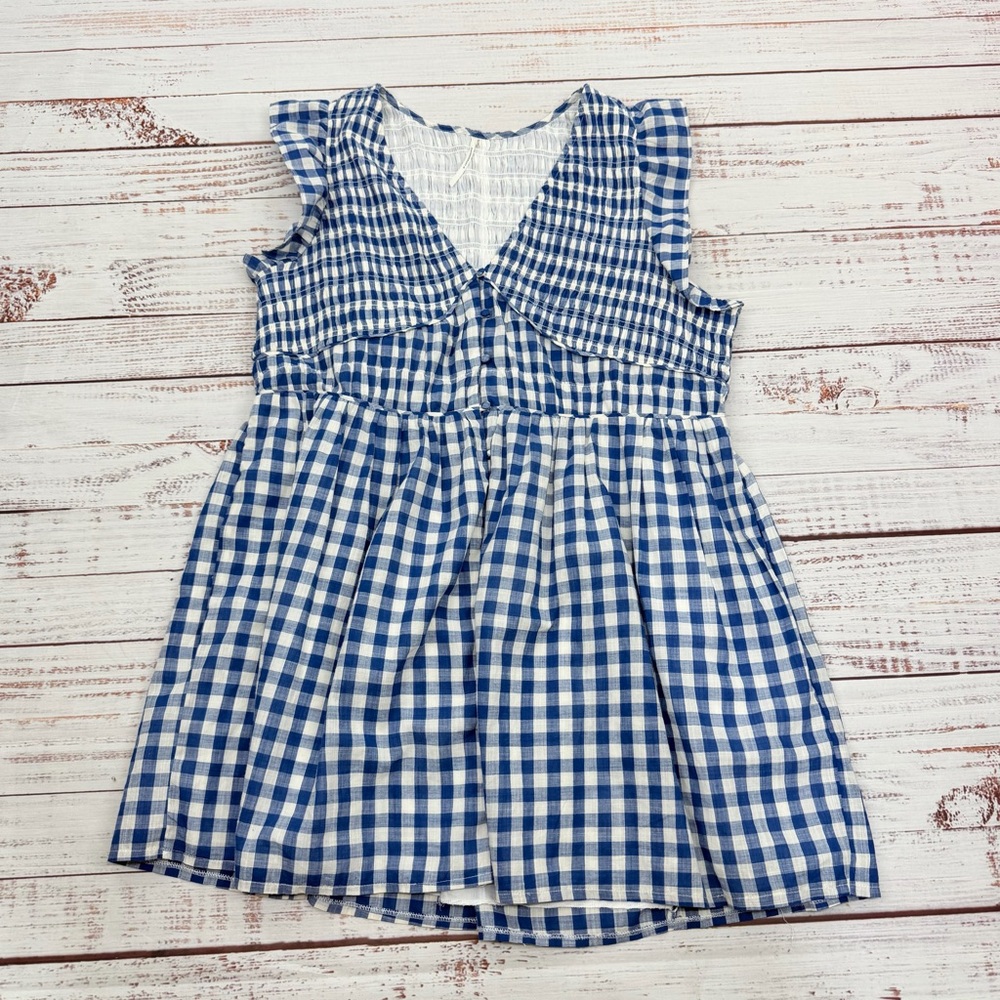 Anthropologie Size 1X Peregrine Blue & White Checkered Gingham Mini Dress - Picture 7 of 15